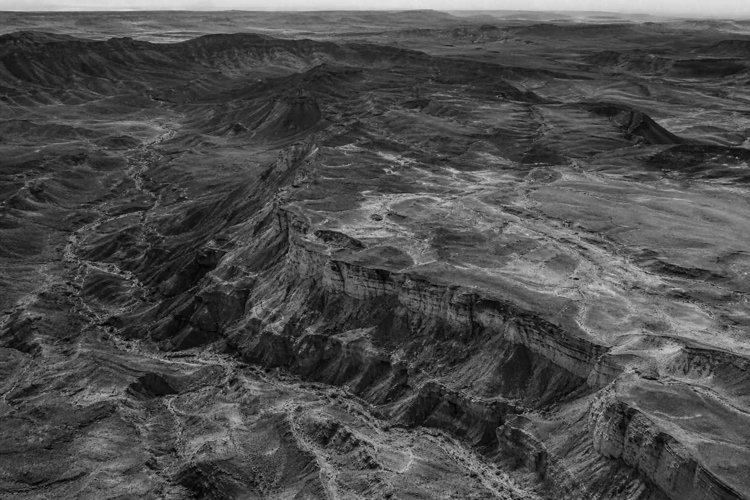 Aerial view of Makhtesh Ramon crater