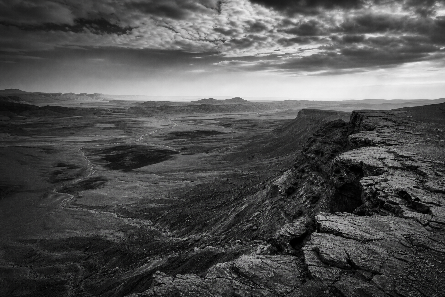 Makhtesh Ramon crater landscape at dawn