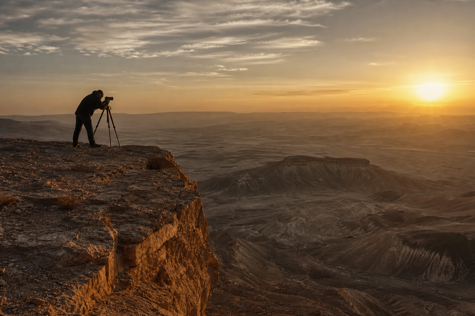Golden hour on sandstone cliffs